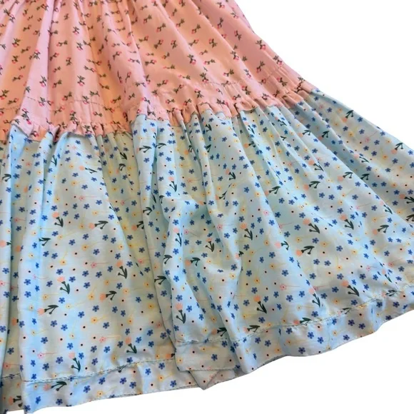 Ivy City Co Pastel Blue and Pink Tiered Midi Dress NWOT - Picture 6 of 14